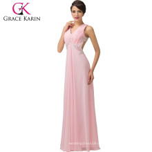 2015 Grace Karin Andar Comprimento Backless Formal Chiffon Dress Long Evening Dresses CL6114-2 #